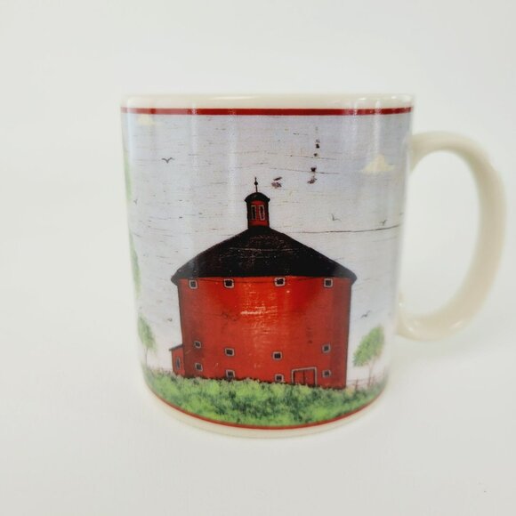 Sakura Warren Kimble Barns Coffee Mug Set of 4 Folk Art Countryside Farm c.1998 - Picture 6 of 9